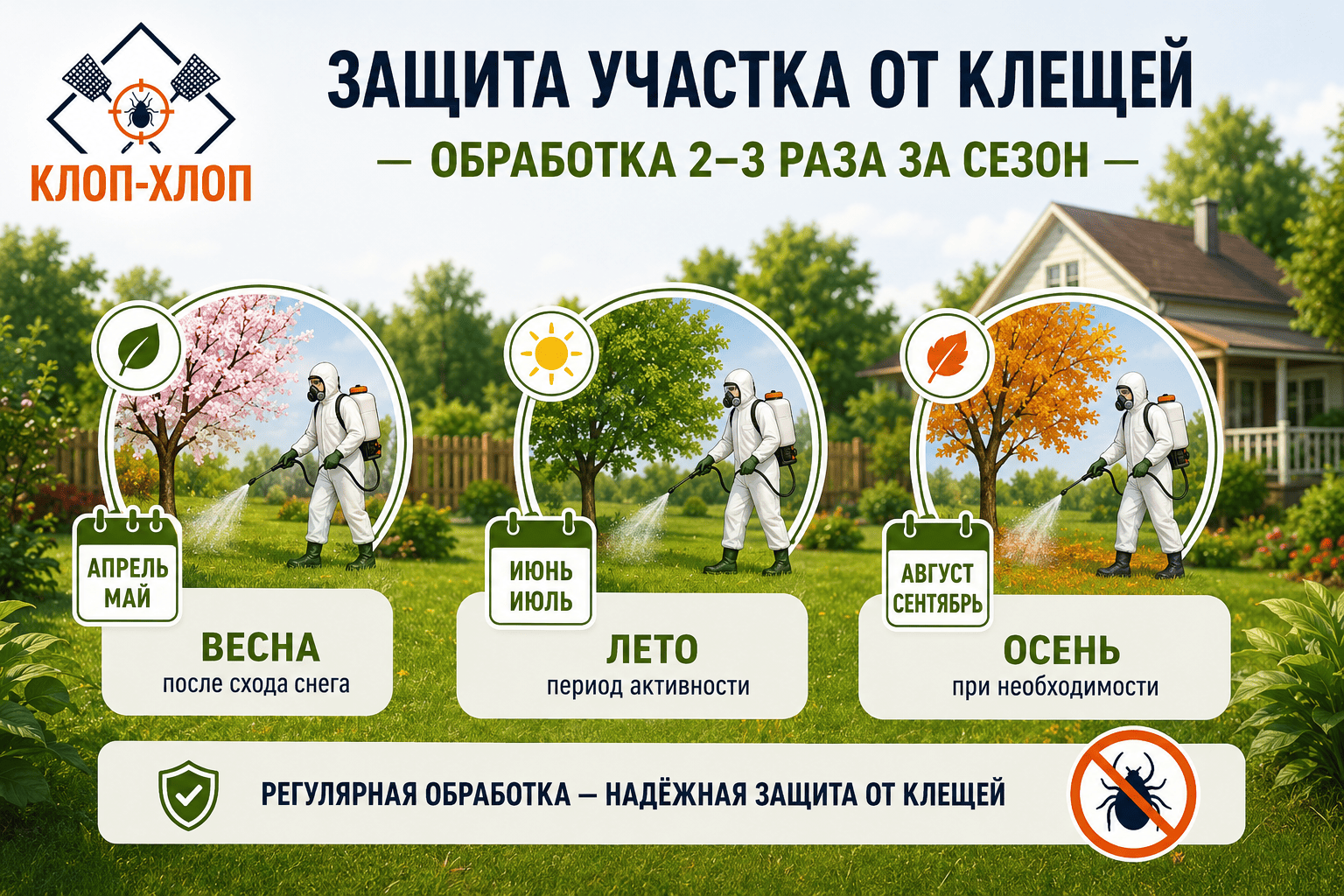 Когда и как часто нужно обрабатывать участок от клещей
